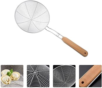 Wire Skimmer with Spiral Mesh Bamboo Handle